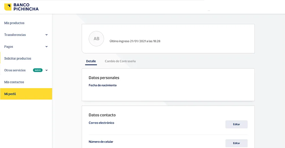 Actualización de datos en Banca Web Actualización de datos en Banca Web