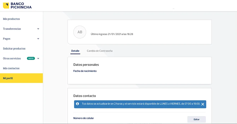 Proceso de actualización de datos en Banca Web. Proceso de actualización de datos en Banca Web.