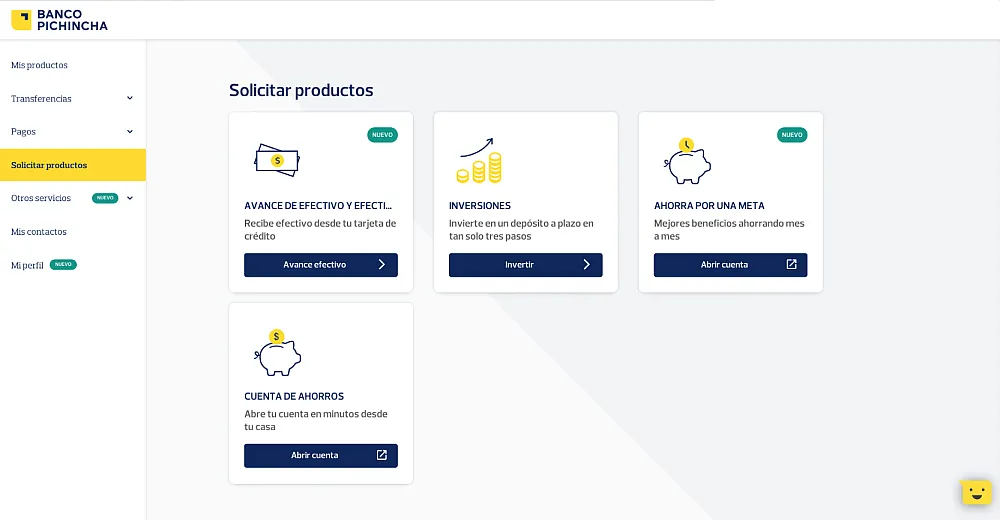 Productos bancarios disponibles en Banca Web Productos bancarios disponibles en Banca Web