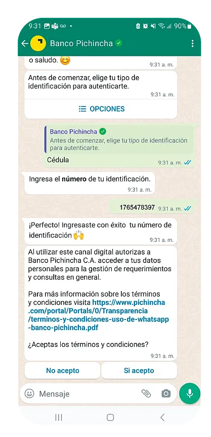 Chat de WhatsApp con Banco Pichincha Ecuador Chat de WhatsApp con Banco Pichincha Ecuador